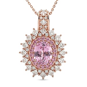 D'Joy Martha Rocha Kunzite and Multi Gemstone 3.80 ctw Dahlia Bloom Pendant Necklace in 18K Vermeil Rose Gold Over Sterling Silver 20 Inches 
