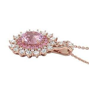 D'Joy Martha Rocha Kunzite and Multi Gemstone 3.80 ctw Dahlia Bloom Pendant Necklace in 18K Vermeil Rose Gold Over Sterling Silver 20 Inches 
