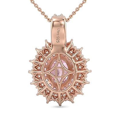 D'Joy Martha Rocha Kunzite and Multi Gemstone 3.80 ctw Dahlia Bloom Pendant Necklace in 18K Vermeil Rose Gold Over Sterling Silver 20 Inches