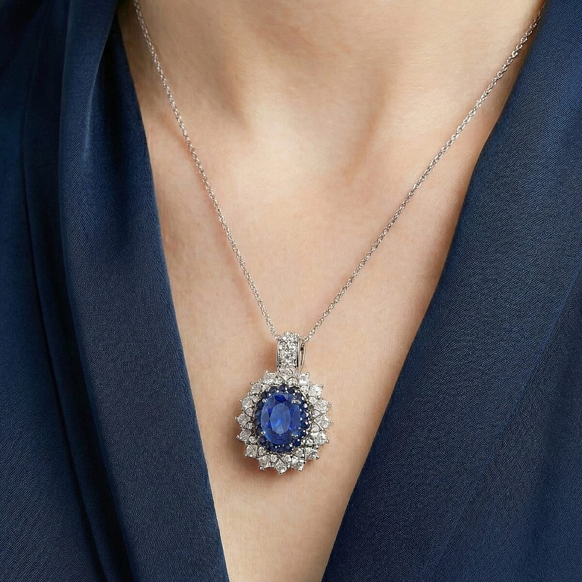 D'Joy Malgache Neon Apatite and Multi Gemstone 3.20 ctw Dahlia Bloom Pendant Necklace in Rhodium Over Sterling Silver 20 Inches  image number 2