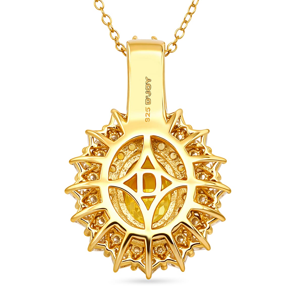 D'Joy Yellow Sapphire and Moissanite 3.65 ctw Dahlia Bloom Pendant Necklace in 18K Vermeil Yellow Gold Over Sterling Silver 20 Inches  image number 4