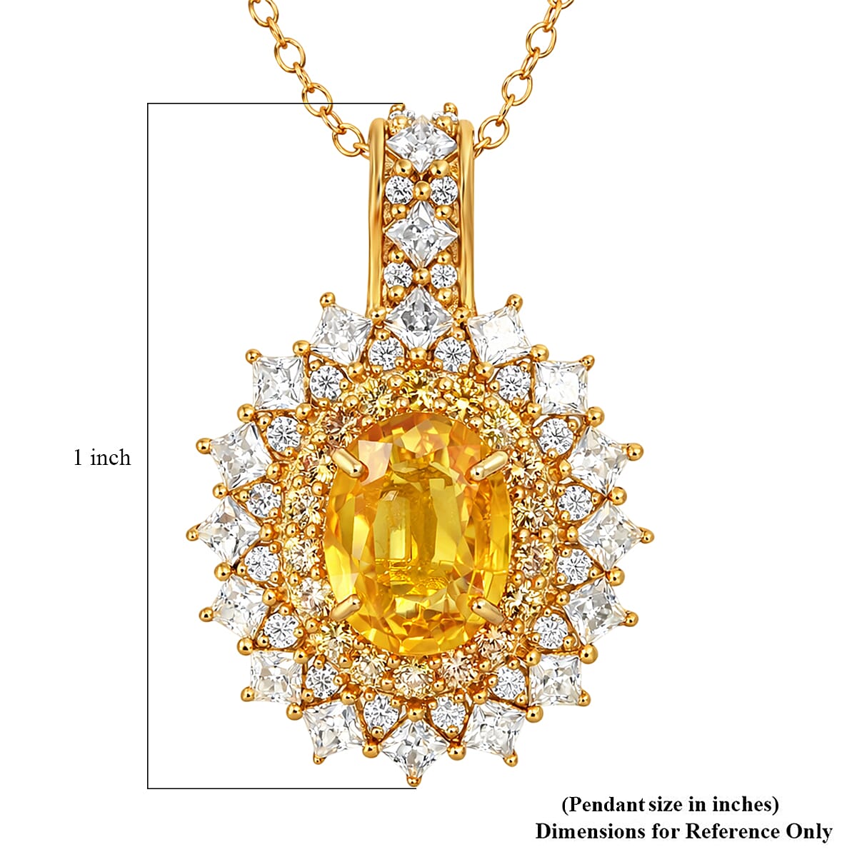 D'Joy Yellow Sapphire and Moissanite 3.65 ctw Dahlia Bloom Pendant Necklace in 18K Vermeil Yellow Gold Over Sterling Silver 20 Inches  image number 5