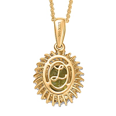 Luxoro Premium Platinum Sphene and I2 Diamond 1.70 ctw Pendant Necklace in 10K Yellow Gold 20 Inches