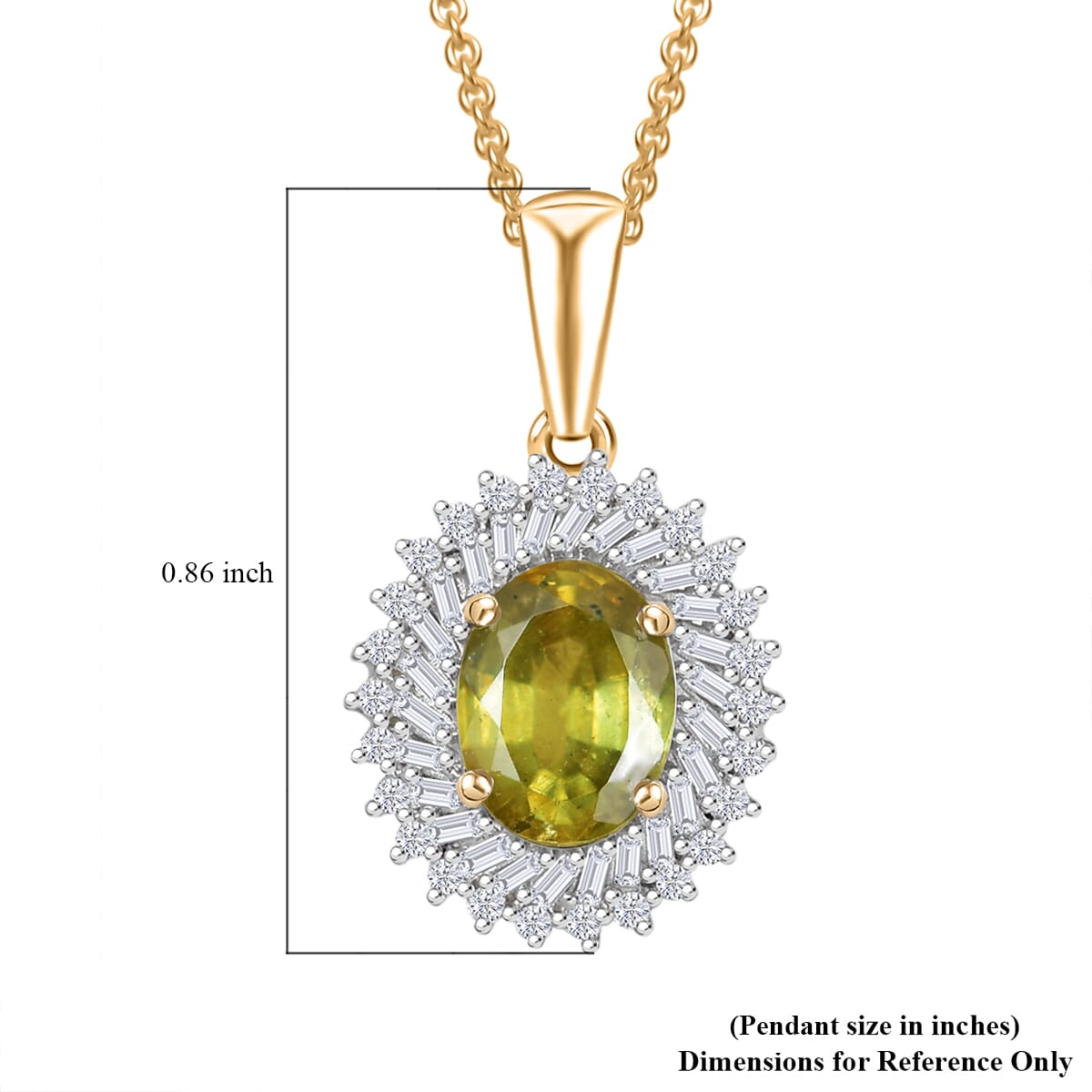 Luxoro Premium Sava Sphene and I2 Diamond 1.70 ctw Pendant Necklace in 10K Yellow Gold 20 Inches image number 5