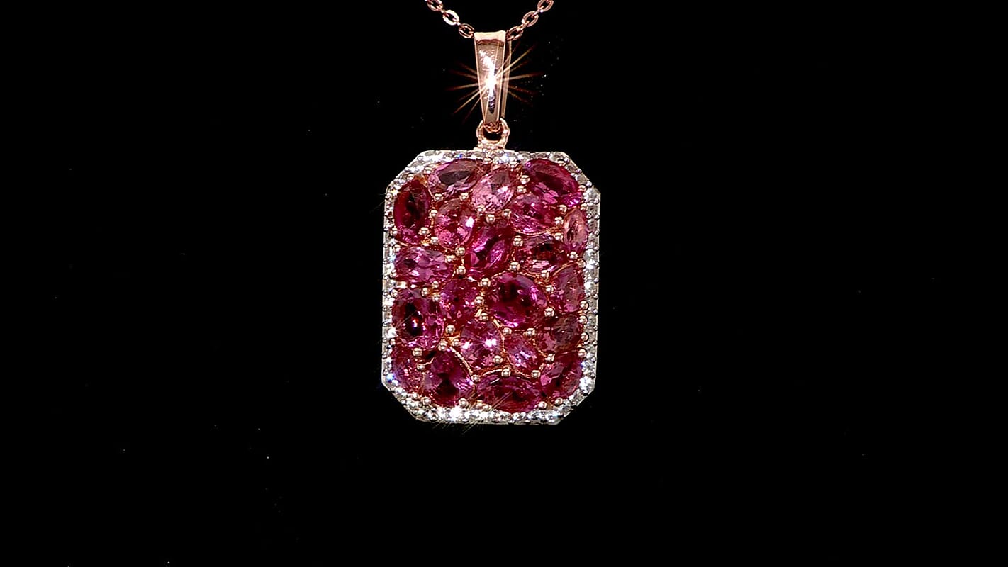 D'Joy Premium Blush Tourmaline and White Zircon 4.40 ctw Blush Mirage Pendant Necklace in 18K Vermeil Rose Gold Over Sterling Silver 20 Inches