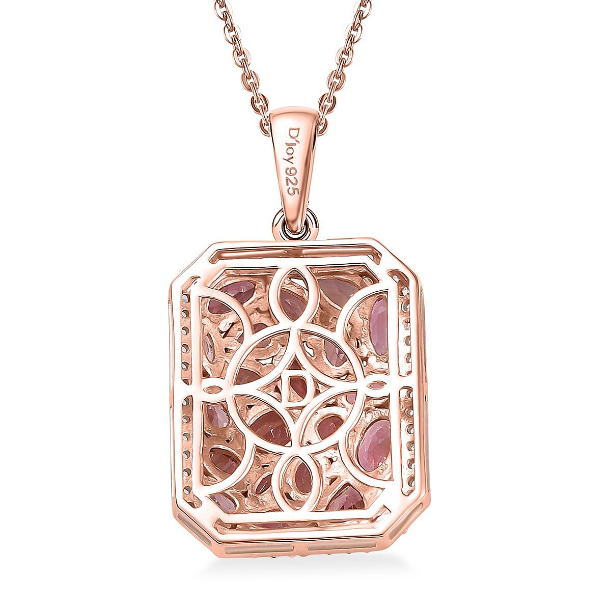 D'Joy Premium Blush Tourmaline and White Zircon 4.40 ctw Blush Mirage Pendant Necklace in 18K Vermeil Rose Gold Over Sterling Silver 20 Inches