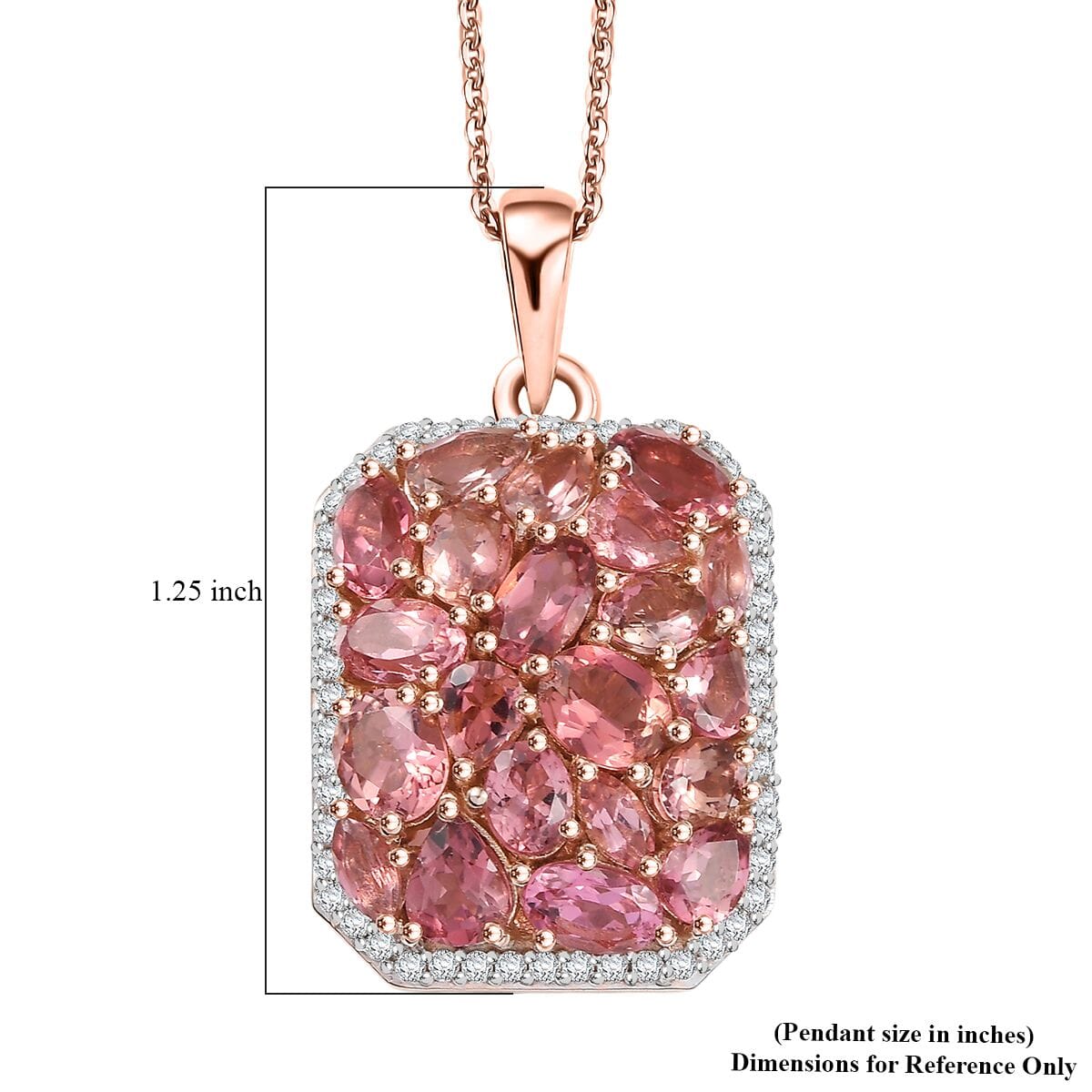 D'Joy Premium Blush Tourmaline and White Zircon 4.40 ctw Pendant Necklace in 18K Vermeil Rose Gold Over Sterling Silver 20 Inches image number 6