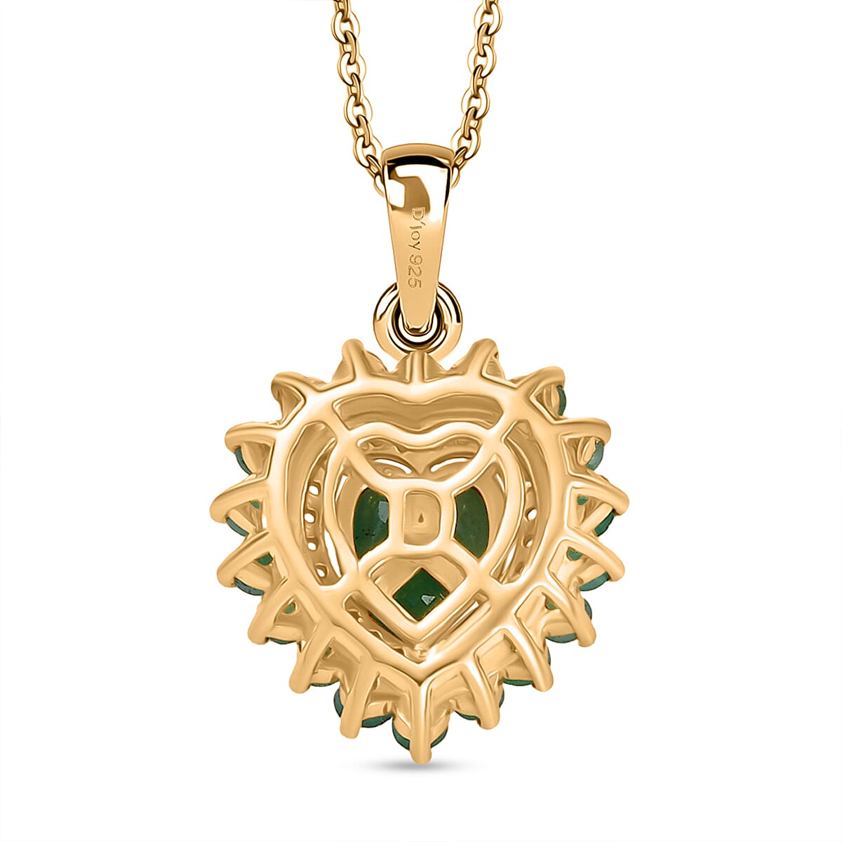 D'Joy Socoto Emerald and White Zircon 1.70 ctw Pendant Necklace in 18K Vermeil Yellow Gold Over Sterling Silver 20 Inches  image number 4