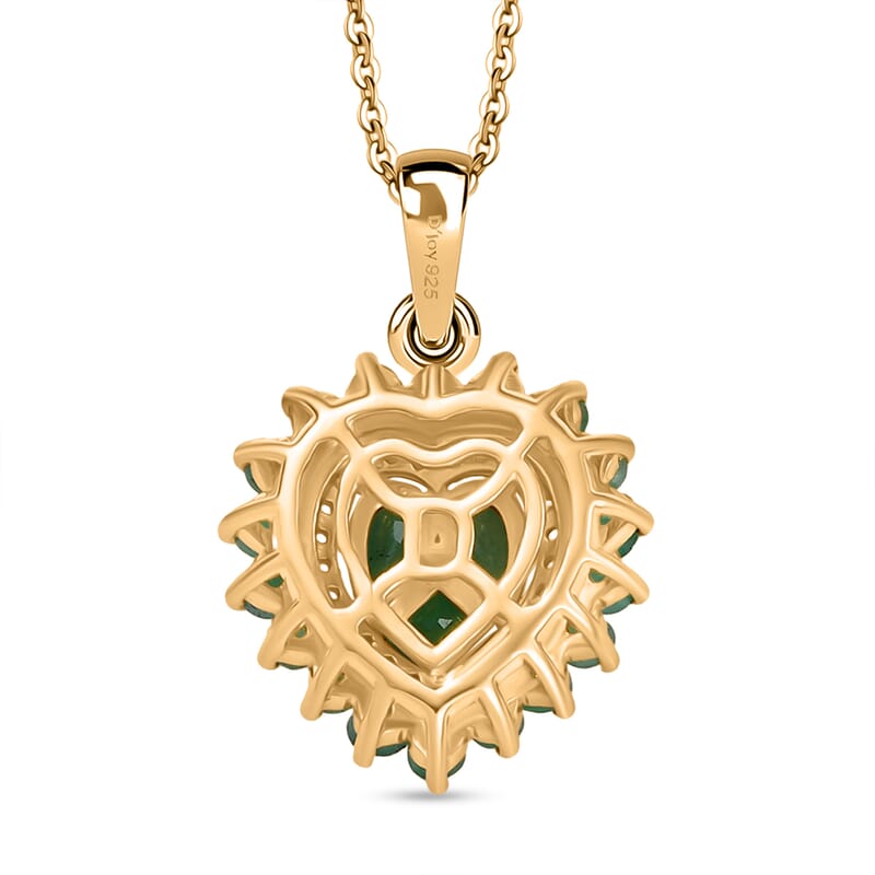 D'Joy Socoto Emerald and White Zircon 1.70 ctw Pendant Necklace in 18K Vermeil Yellow Gold Over Sterling Silver 20 Inches 
