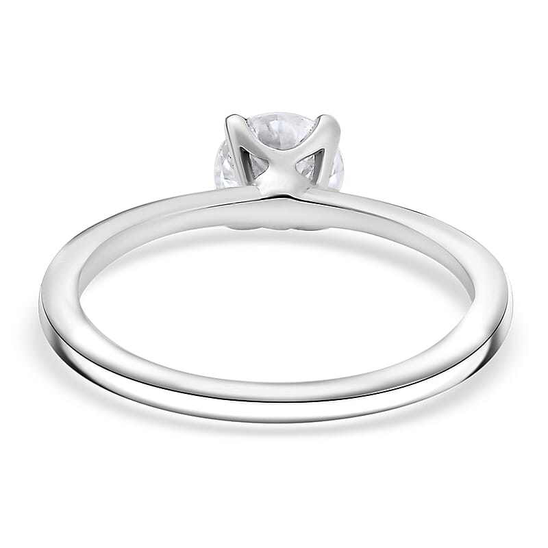 3 Piece Set - D'Joy Moissanite (Rnd 6mm) Solitaire Ring (Size 5), Pendant without Chain and Stud Earrings in Platinum Over Sterling Silver 2.40 ctw