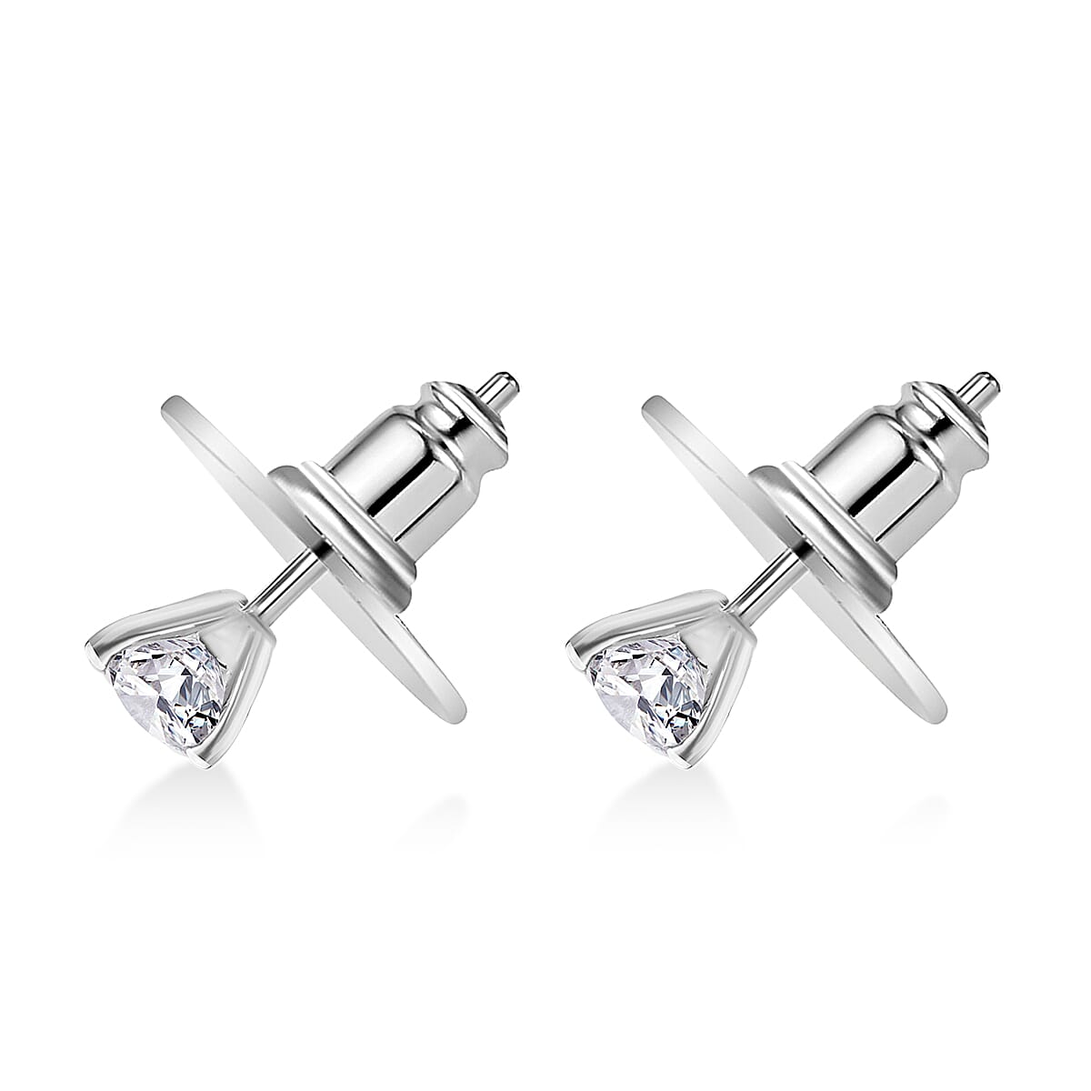 3 Piece Set - D'Joy Moissanite (Rnd 6mm) Solitaire Ring (Size 5), Pendant without Chain and Stud Earrings in Platinum Over Sterling Silver 2.40 ctw image number 6