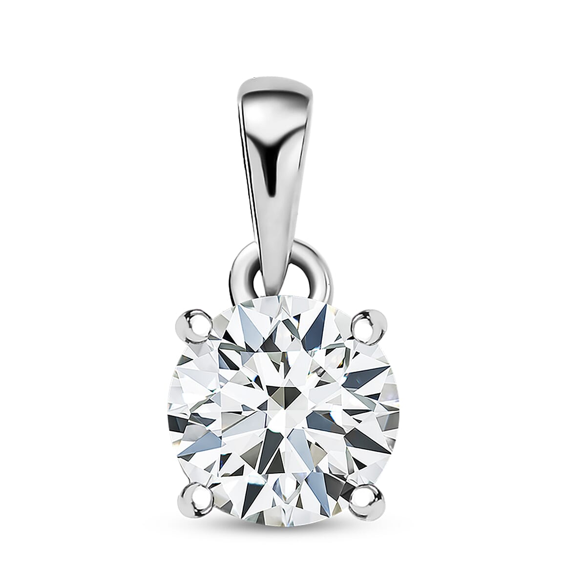 3 Piece Set - D'Joy Moissanite (Rnd 6mm) Solitaire Ring (Size 5), Pendant without Chain and Stud Earrings in Platinum Over Sterling Silver 2.40 ctw image number 7