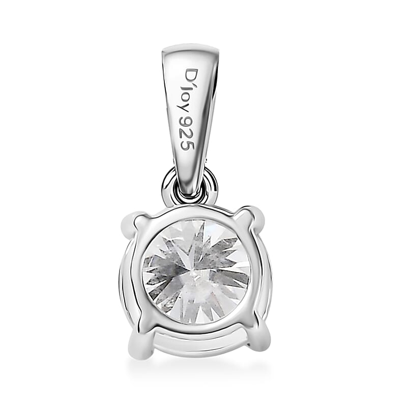 3 Piece Set - D'Joy Moissanite (Rnd 6mm) Solitaire Ring (Size 5), Pendant without Chain and Stud Earrings in Platinum Over Sterling Silver 2.40 ctw