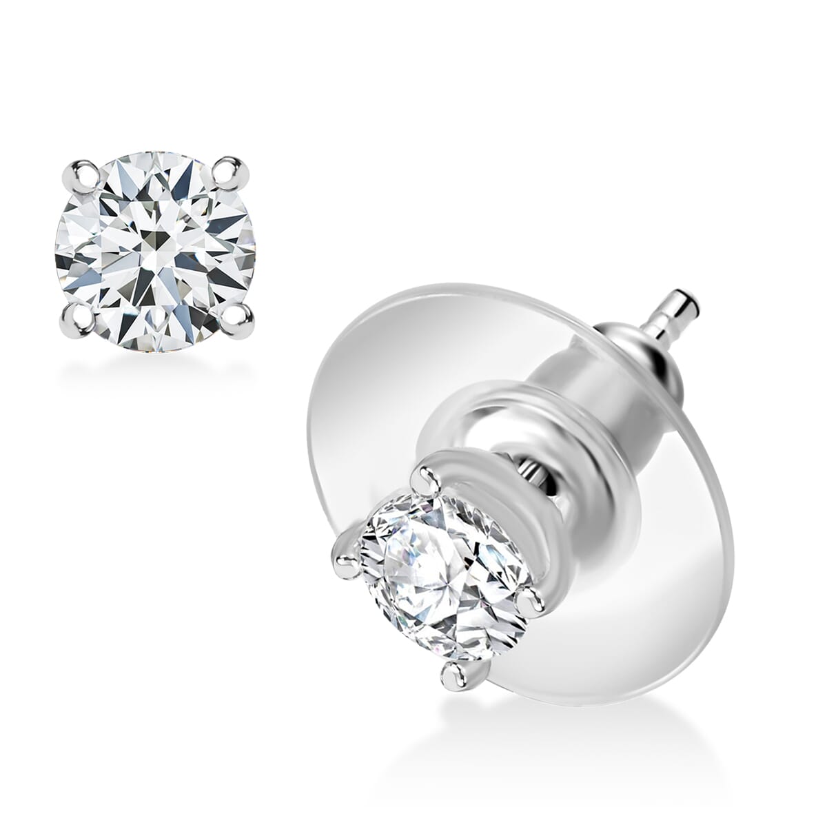 3 Piece Set - D'Joy Moissanite 2.40 ctw Solitaire Ring (Size 6), Pendant and Stud Earrings in Platinum Over Sterling Silver image number 5