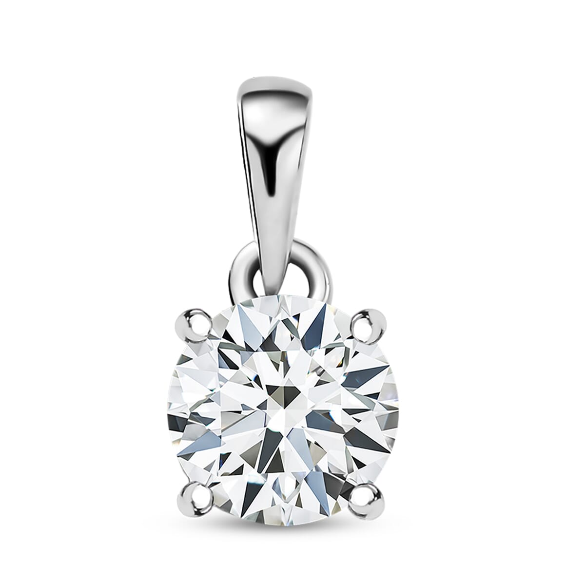3 Piece Set - D'Joy Moissanite 2.40 ctw Solitaire Ring (Size 6), Pendant and Stud Earrings in Platinum Over Sterling Silver image number 7