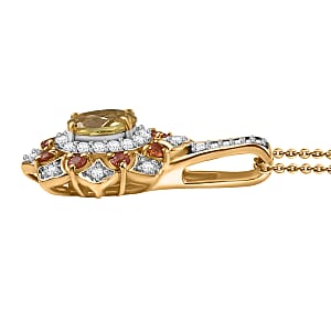 D' Joy Brazilian Heliodor, Multi Gemstone Tulip Pendant Necklace in 18K Vermeil YG Over Sterling Silver 1.35 ctw (20 Inches)