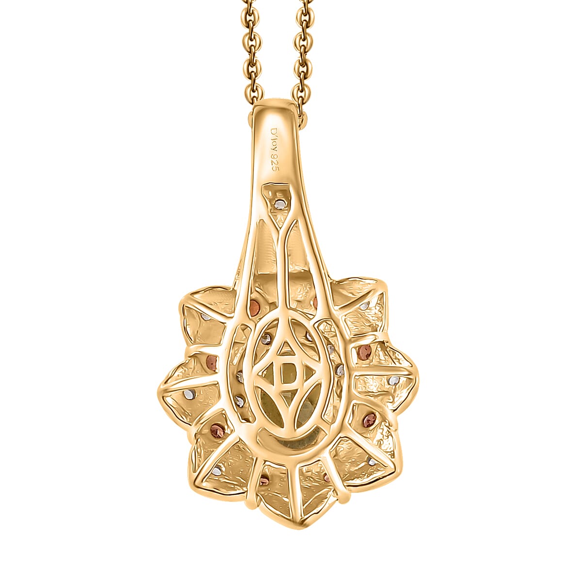 Doorbuster D’Joy Brazilian Heliodor and Multi Gemstone 1.35 ctw Tulip Pendant Necklace in 18K Vermeil Yellow Gold Over Sterling Silver 20 Inches image number 4