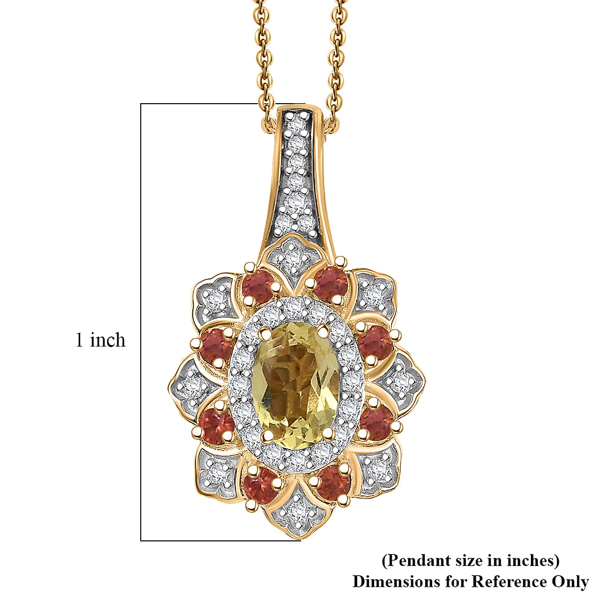 Doorbuster D’Joy Brazilian Heliodor and Multi Gemstone 1.35 ctw Tulip Pendant Necklace in 18K Vermeil Yellow Gold Over Sterling Silver 20 Inches image number 5