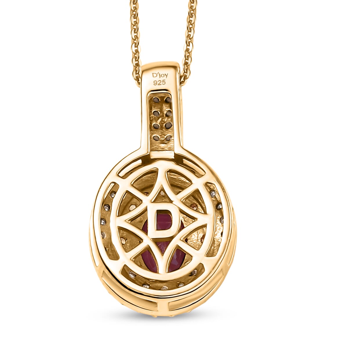 D’Joy Premium Mozambique Ruby and Multi Gemstone 1.60 ctw Sunfire Regalia Pendant Necklace 20 Inches in 18K Vermeil Yellow Gold Over Sterling Silver image number 4