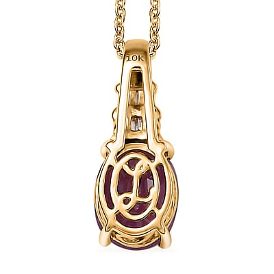Luxoro Premium Royal Ruby and I2 Diamond 2.40 ctw Pendant Necklace 20 Inches in 10K Yellow Gold