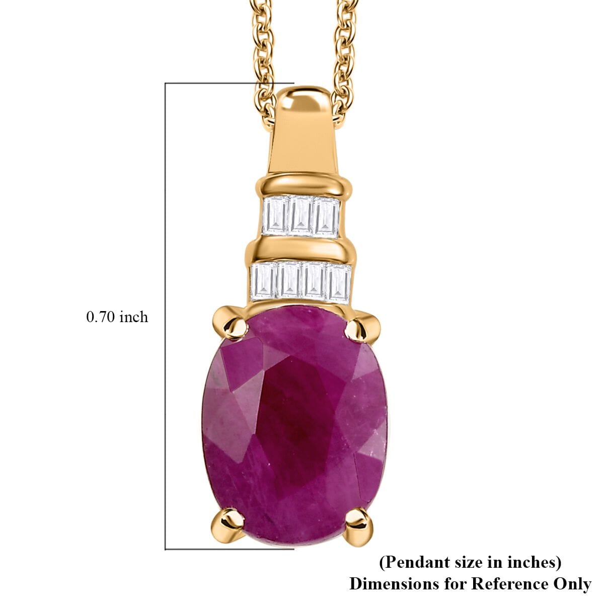 Luxoro Premium Mozambique Ruby and I2 Diamond 2.65 ctw Pendant Necklace 20 Inches in 10K Yellow Gold  image number 6