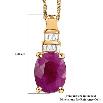 Luxoro Premium Royal Ruby and I2 Diamond 2.40 ctw Pendant Necklace 20 Inches in 10K Yellow Gold