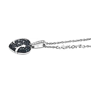 GP Blue Diamond and White Diamond 1.04 ctw Pendant in Rhodium Over Sterling Silver (6.86 g)