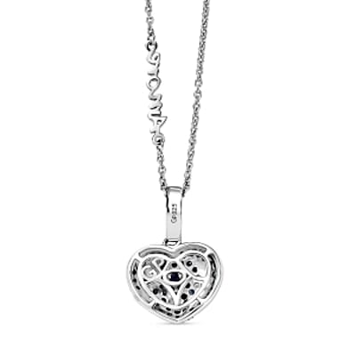 GP Blue Diamond and White Diamond 1.04 ctw Pendant in Rhodium Over Sterling Silver (6.86 g)
