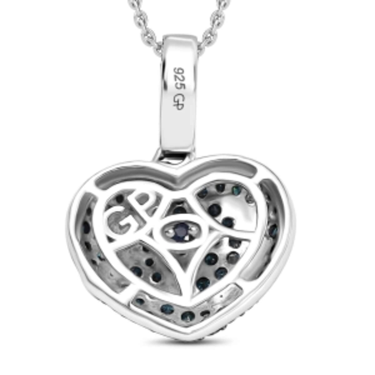 GP Blue Diamond and White Diamond 1.04 ctw Pendant in Rhodium Over Sterling Silver (6.86 g) image number 6