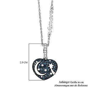 GP Blue Diamond and White Diamond 1.04 ctw Pendant in Rhodium Over Sterling Silver (6.86 g)
