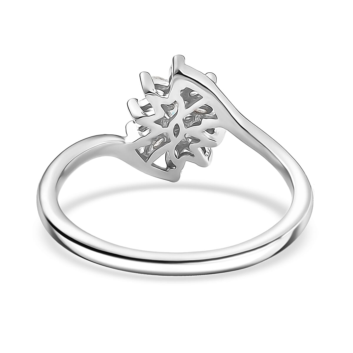 J Francis Embellished with Zirconia by Swarovski 2.25 ctw Stellar Bloom Ring (Size 5.0) and Pendant Necklace (20 Inches) in Platinum Over Sterling Silver 