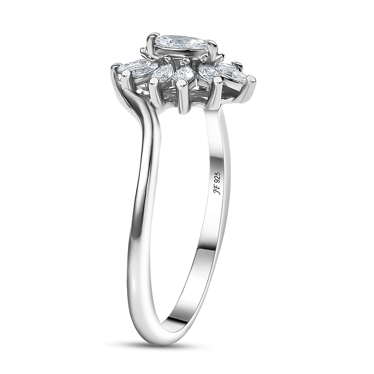 J Francis Embellished with Zirconia by Swarovski 2.25 ctw Stellar Bloom Ring (Size 10.0) and Pendant Necklace (20 Inches) in Platinum Over Sterling Silver  image number 3