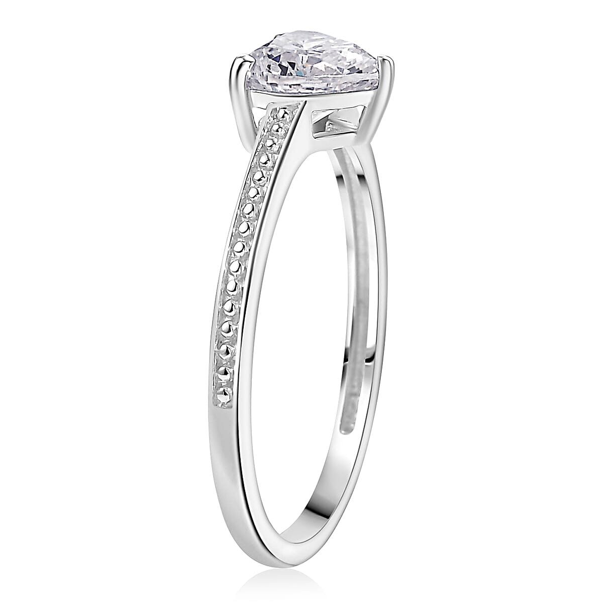 J Francis Embellished with Zirconia by Swarovski 3.80 ctw Luna Love Earrings, Ring (Size 9.0) and Pendant in Platinum Over Sterling Silver with Stainless Steel Necklace 20 Inches image number 3