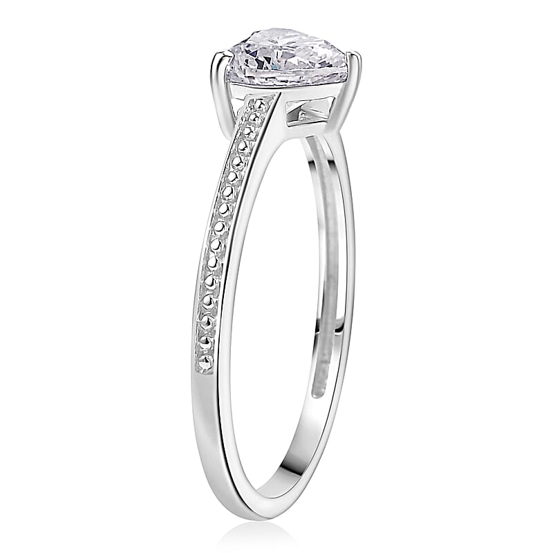 J Francis Embellished with Zirconia by Swarovski 3.80 ctw Luna Love Earrings, Ring (Size 10.0) and Pendant in Platinum Over Sterling Silver with Stainless Steel Necklace 20 Inches