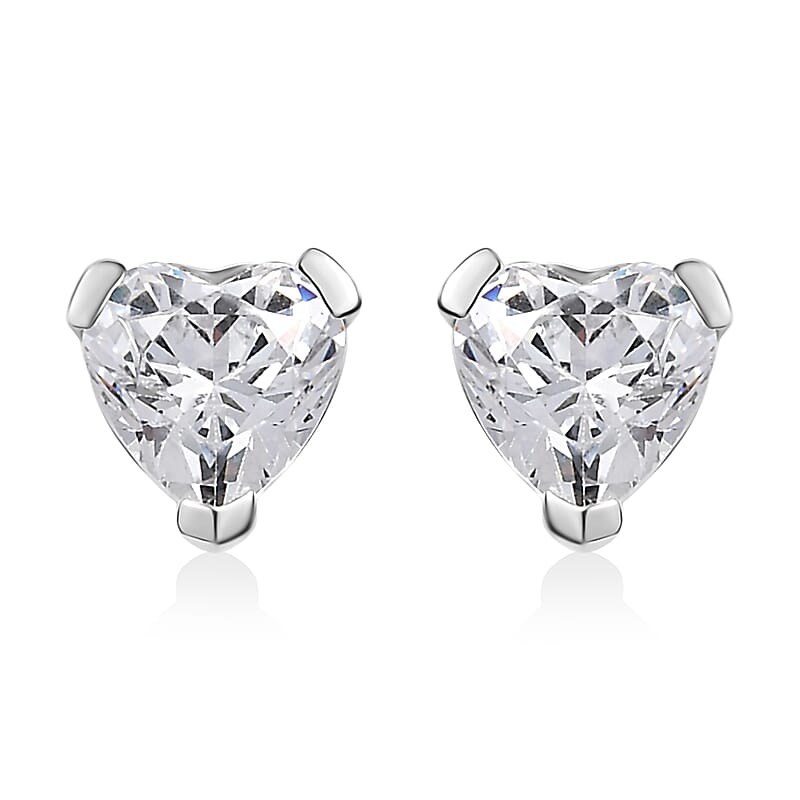 J Francis Embellished with Zirconia by Swarovski 3.80 ctw Luna Love Earrings, Ring (Size 10.0) and Pendant in Platinum Over Sterling Silver with Stainless Steel Necklace 20 Inches