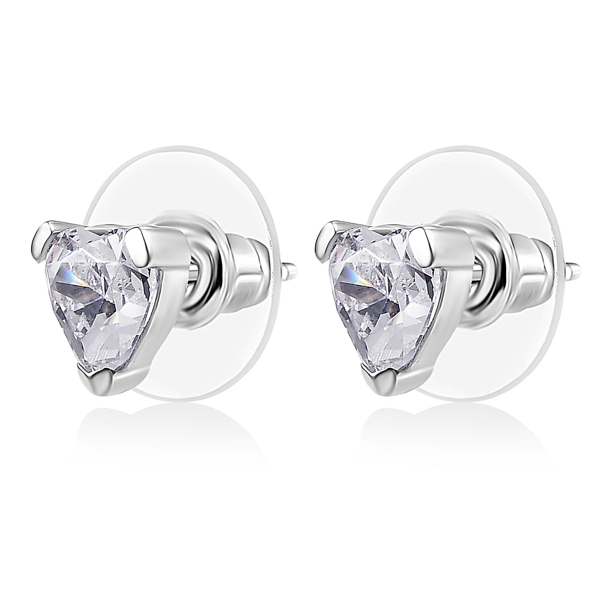 J Francis Embellished with Zirconia by Swarovski 3.80 ctw Luna Love Earrings, Ring (Size 10.0) and Pendant in Platinum Over Sterling Silver with Stainless Steel Necklace 20 Inches image number 6