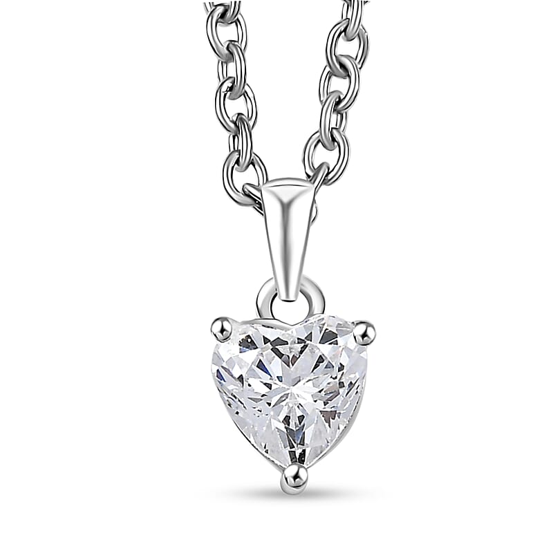 J Francis Embellished with Zirconia by Swarovski 3.80 ctw Luna Love Earrings, Ring (Size 10.0) and Pendant in Platinum Over Sterling Silver with Stainless Steel Necklace 20 Inches