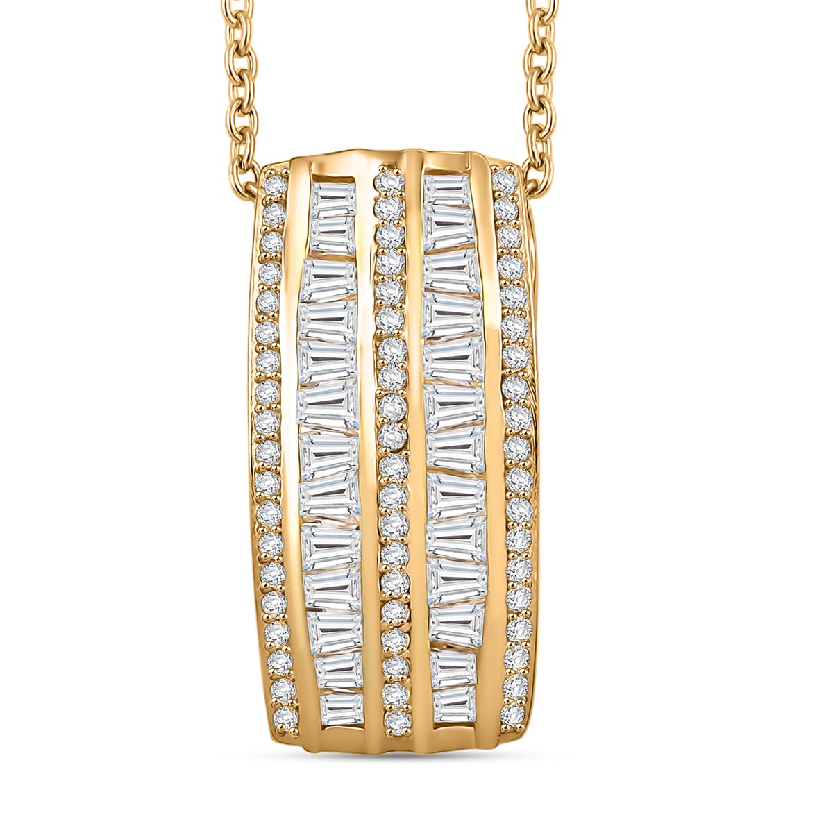 J Francis Embellished with Zirconia by Swarovski 4.60 ctw Pendant in 18K YG Plated and Stainless Steel Necklace 20 Inches image number 0