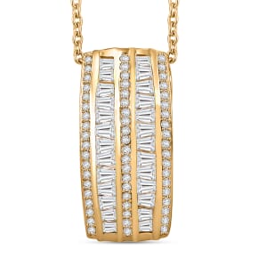 J Francis Embellished with Zirconia by Swarovski 4.60 ctw Pendant in 18K YG Plated and Stainless Steel Necklace 20 Inches