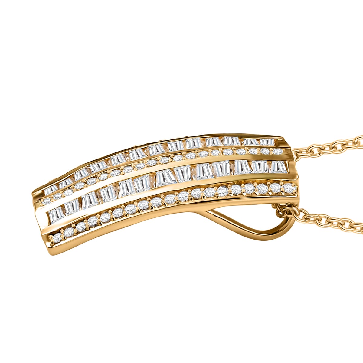 J Francis Embellished with Zirconia by Swarovski 4.60 ctw Pendant in 18K YG Plated and Stainless Steel Necklace 20 Inches image number 3