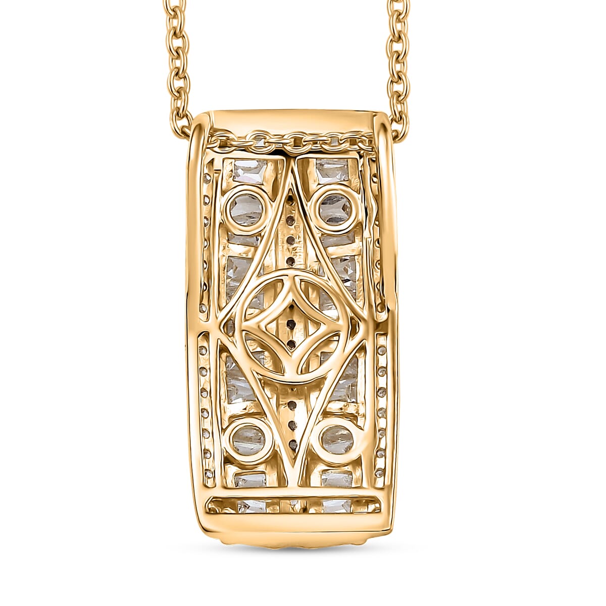 J Francis Embellished with Zirconia by Swarovski 4.60 ctw Pendant in 18K YG Plated and Stainless Steel Necklace 20 Inches image number 4