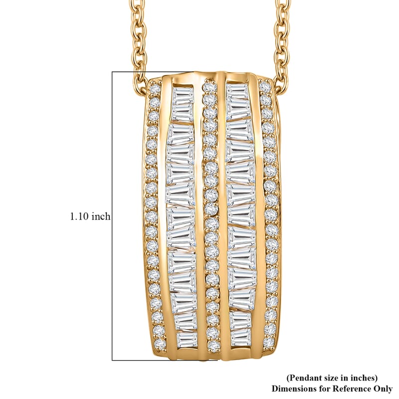 J Francis Embellished with Zirconia by Swarovski 4.60 ctw Starlit Steps Pendant in 18K YG Plated and Stainless Steel Necklace 20 Inches