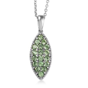 J Francis Embellished with Peridot Crystal by Swarovski Celestial Fern Pendant Necklace (20 Inches) in Stainless Steel