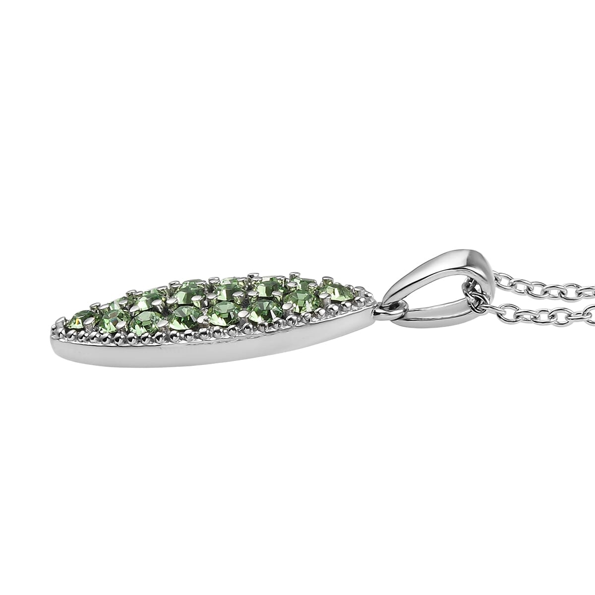 J Francis Embellished with Peridot Crystal by Swarovski Celestial Fern Pendant Necklace (20 Inches) in Stainless Steel image number 3