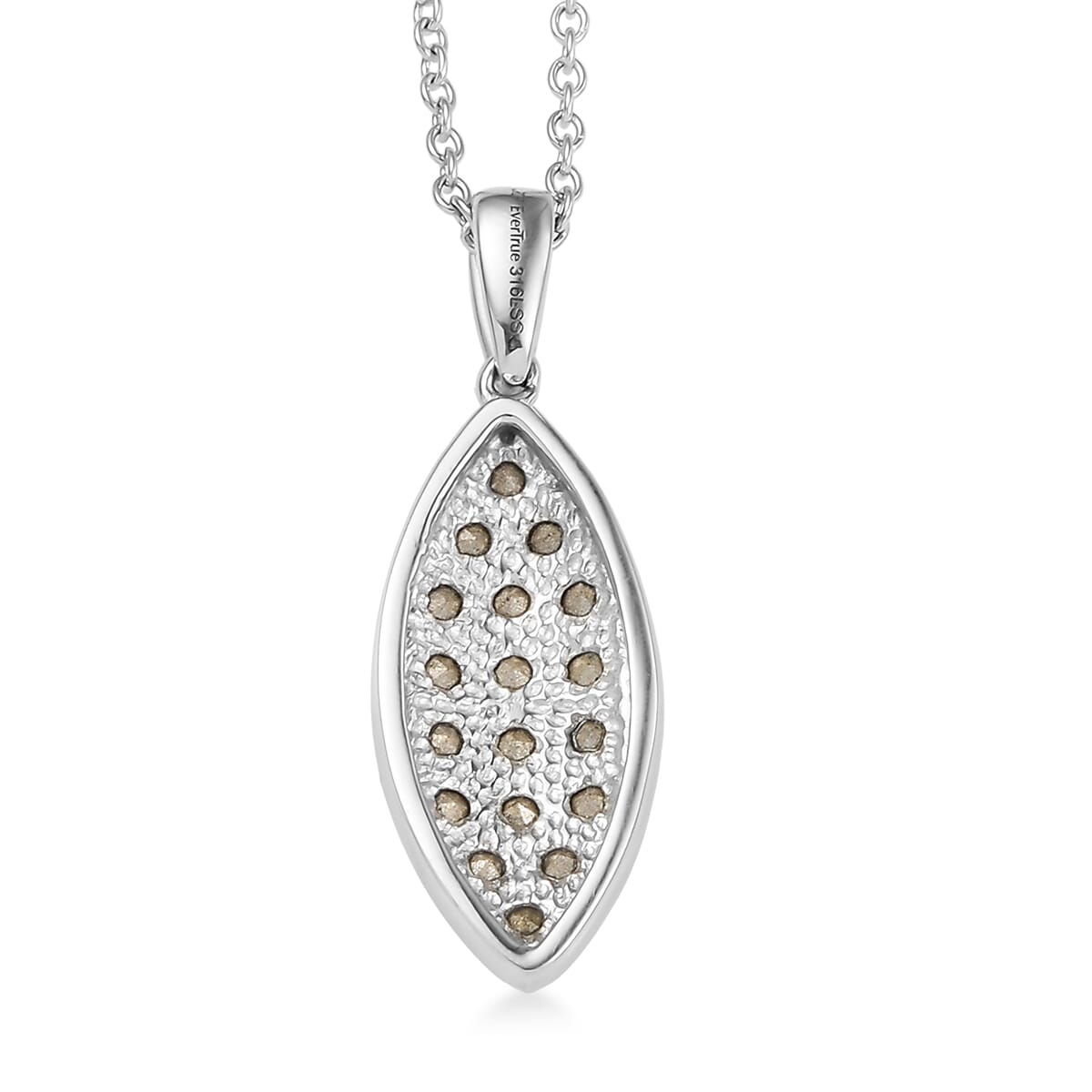 J Francis Embellished with Peridot Crystal by Swarovski Celestial Fern Pendant Necklace (20 Inches) in Stainless Steel image number 4
