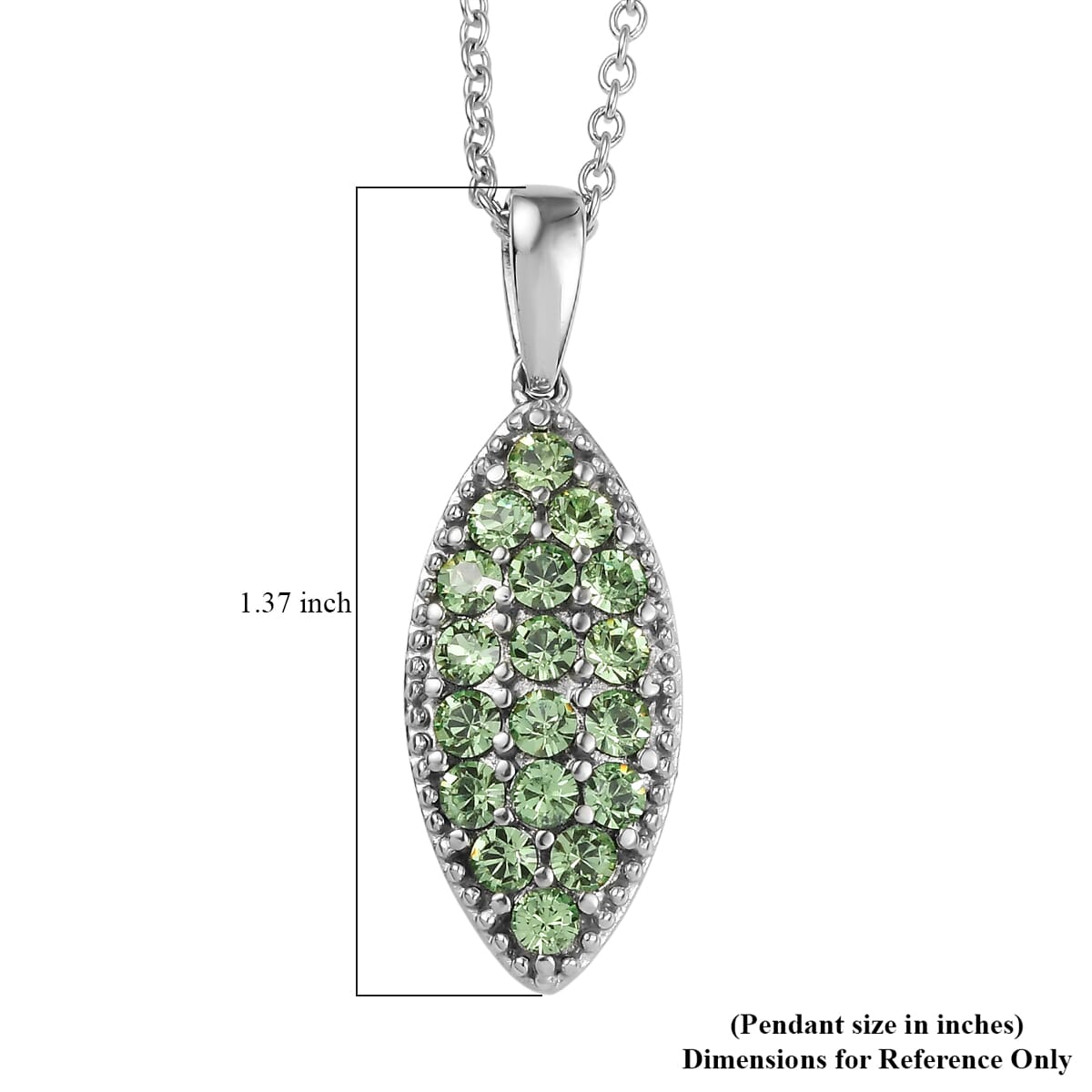 J Francis Embellished with Peridot Crystal by Swarovski Celestial Fern Pendant Necklace (20 Inches) in Stainless Steel image number 6