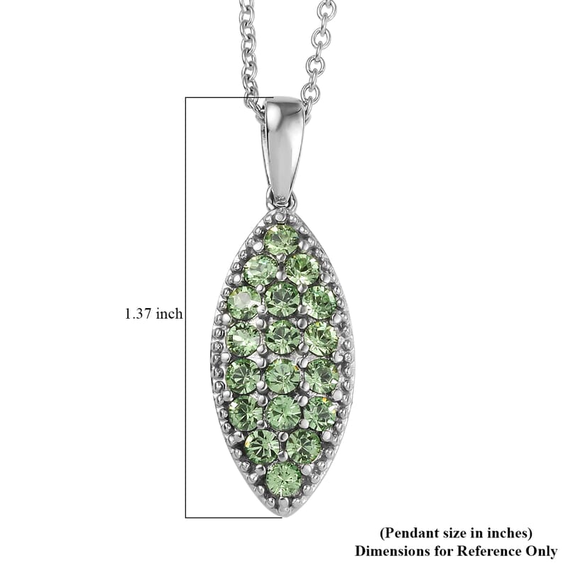 J Francis Embellished with Peridot Crystal by Swarovski Celestial Fern Pendant Necklace (20 Inches) in Stainless Steel