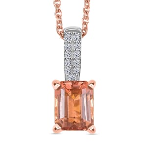 Luxoro Premium Blush Tourmaline and  Diamond 1.85 ctw Pendant Necklace 20 Inches in 10K White and Rose Gold