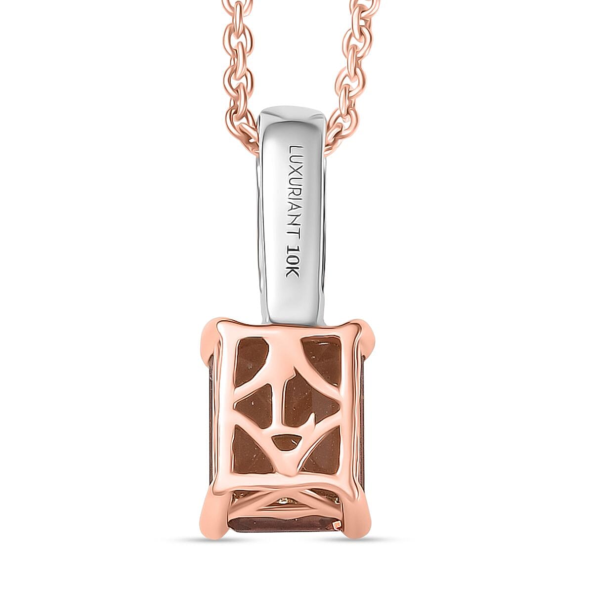 Luxuriant Premium Blush Tourmaline and Lab Grown Diamond 1.85 ctw Crownlight Pendant Necklace 20 Inches in 10K White and Rose Gold