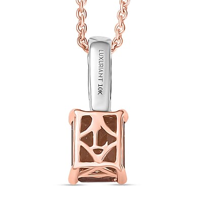 Luxuriant Premium Blush Tourmaline and Lab Grown Diamond 1.85 ctw Crownlight Pendant Necklace 20 Inches in 10K White and Rose Gold